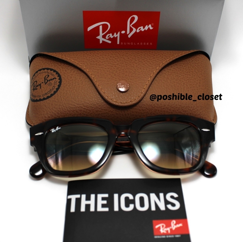 RayBan Model Display RB2186 State Street Gradient Brown Tortoise - Picture 14 of 17